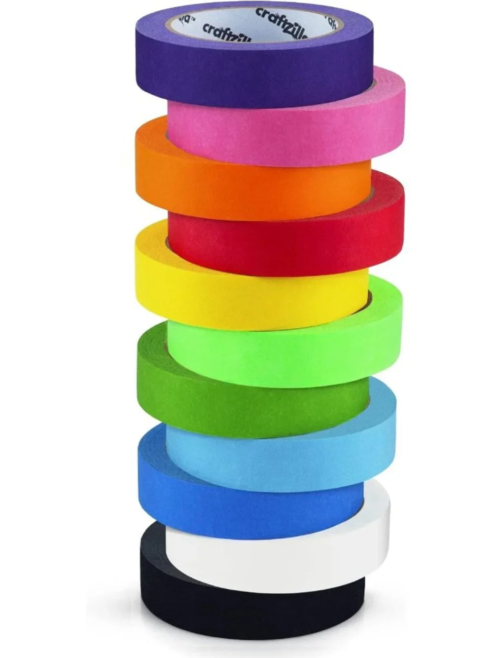 Vibrant Colored Masking Tape - 11 Roll Multi-Pack, 825 Ft for Arts & Crafts